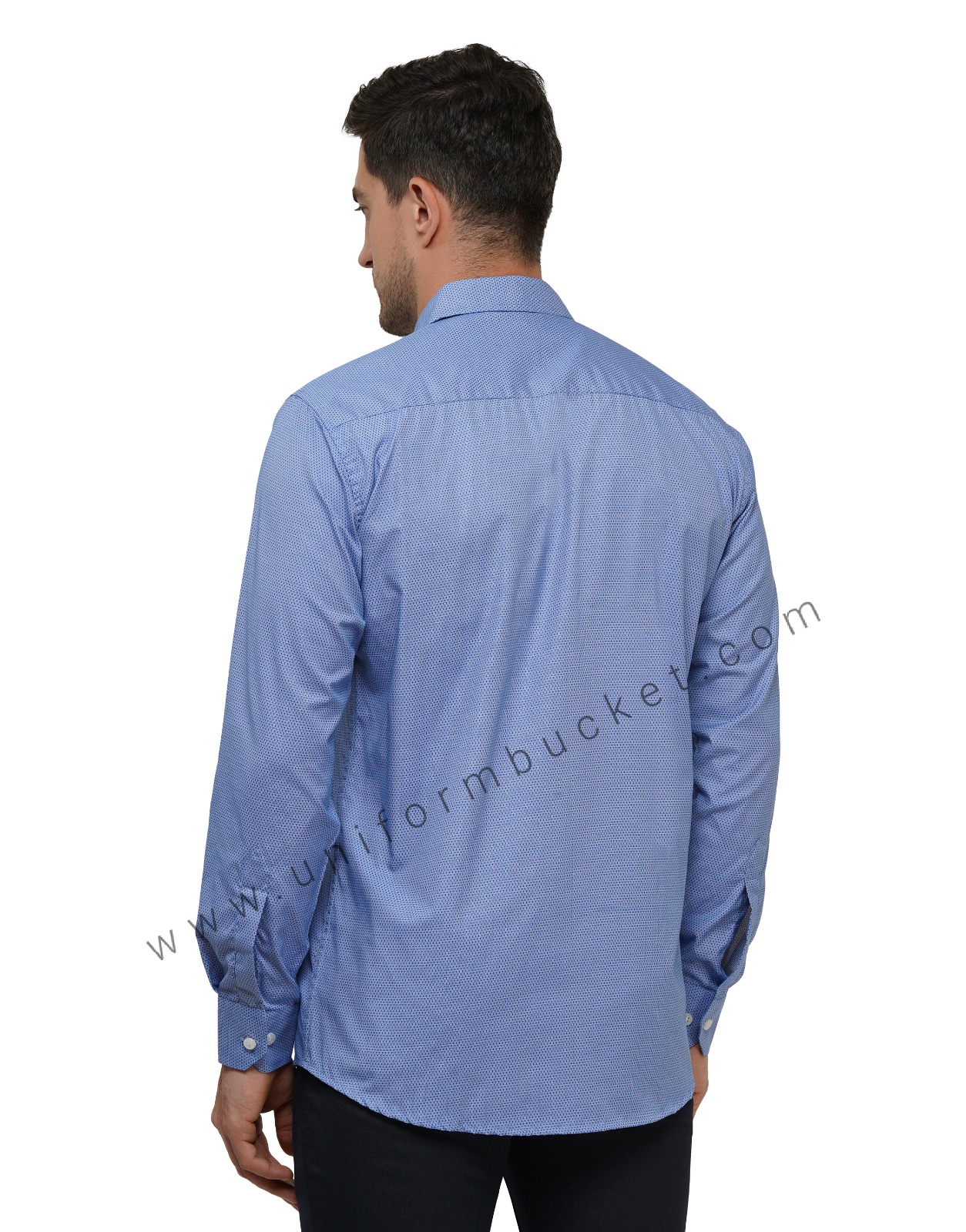 MALE BLUE DOTTED SHIRT WITH RED TRIM FULL SLEEVE thumbnail 3